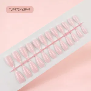 24 Pzs Uñas Postizas Rosas Cuadrado Europeo Uñas Falsas Color Sólido Uso Diario