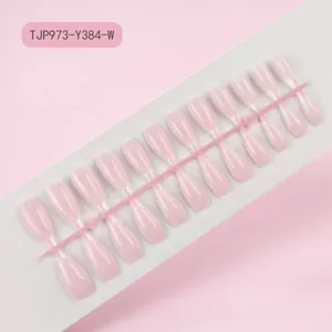 24 Piezas Uñas Postizas Color Sólido Press On Nails Puntas Cobertura Total Manicura