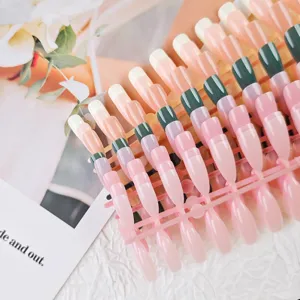 24pcs uñas postizas press on estilo francés forma almendra conjunto de uñas postizas