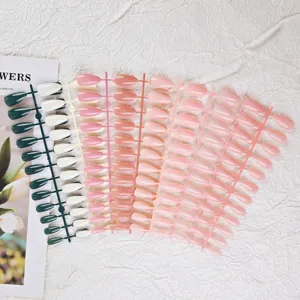Puntas de uñas postizas set color sólido degradado manicura uñas falsas display