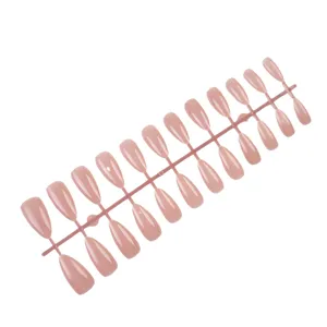 24pcs uñas postizas nude color sólido forma bailarina largas uñas postizas press on