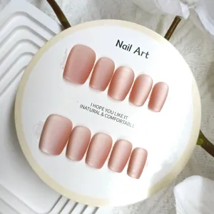 Matte pink press-on nails 10pcs velvet false nails solid color ballerina nail art tips