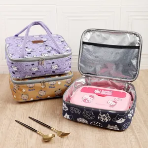 Insulated lunch bag portable bento bag aluminum foil thickened meal bag student handbag thermal