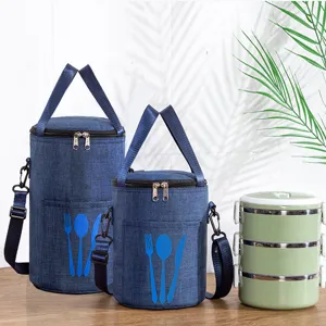 Insulated Lunch Bag Waterproof Oxford Cloth Thermal Bento Box Tote Bag Thickened Aluminum Foil Portable Food Storage
