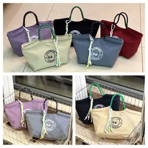 Waterproof canvas lunch bag tote handbag casual commuter portable bag multi color.