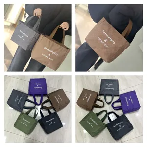 Korean style plaid canvas tote bag letter print large capacity casual handbag commuter daily bag