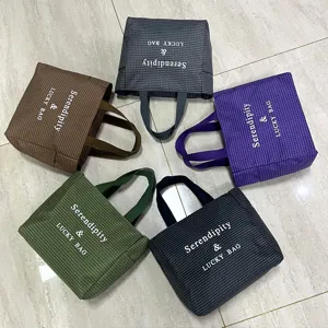 Korean style grid tote bag large capacity casual handbag commuter mummy bag multiple colors