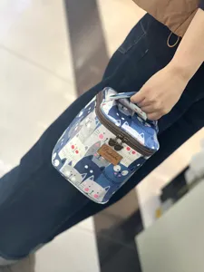 Cute cat print insulated lunch bag portable cosmetic box waterproof daily storage organizer