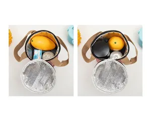 Waterproof thermal insulated lunch bag portable bento storage pouch with foil lining.
