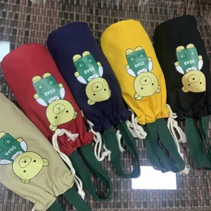 Sac en toile pour thermos de dessin animé pochette cordon portable motif d'ours mignon
