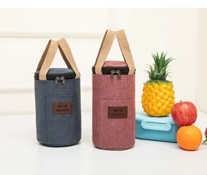 Detailed view of portable insulated lunch bags, showcasing waterproof fabric and sturdy handles.