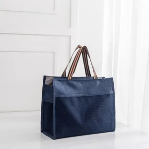 Waterproof student tote lunch box bag multi-pocket storage handbag for school and daily use
