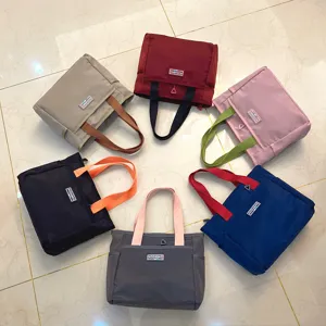 Korean style contrast color tote bag, casual daily handbag and lunch bag for women.