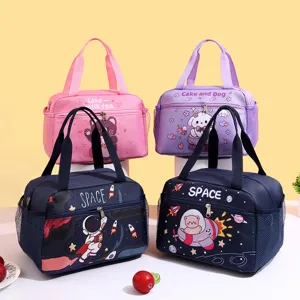 Cartoon waterproof insulated lunch bag, large capacity portable picnic bento bag for kids.
