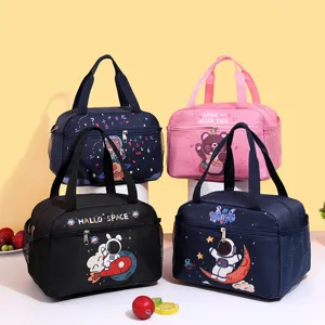 Waterproof insulated lunch bag cute space astronaut tote bento bag for kids and adults