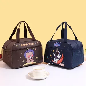 Waterproof insulated lunch bag large capacity cartoon astronaut bento bag for students