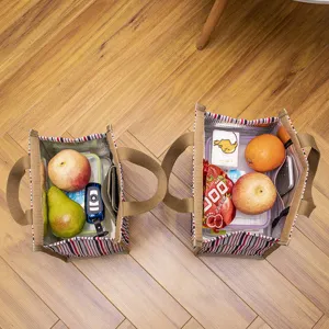 Thickened foil insulated lunch bag, large waterproof canvas handbag for food storage.