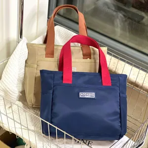 Color-blocking canvas tote bag stylish casual commuting handbag lunch bag for daily use
