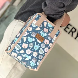 Cute cartoon animal lunch bag waterproof portable insulated tote bento bag for office