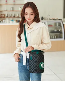 Insulated lunch bag for office workers and students with shoulder strap round bento box