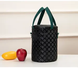 Insulated lunch bag cylindrical bento tote thermal food container bag for office student