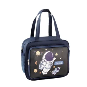 Sac à goûter isotherme pour enfants, sac cabas thermique imperméable avec motif astronaute.