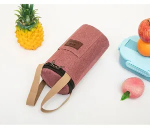 Waterproof cylindrical bento lunch bag portable insulated cup sleeve travel pouch everyday use