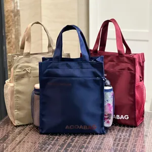 Large Capacity Oxford Cloth Tote Bag Waterproof Casual Daily Commuting Handbag Multi Pocket Bento Lunch Bag For Women