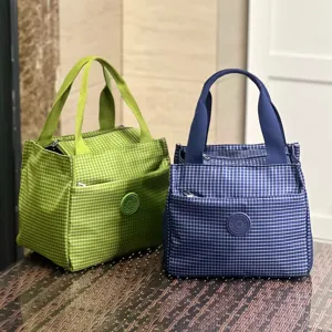 Geprofileerde geïsoleerde lunchtas, draagbare geruite handtas voor werk en school.