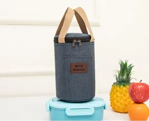 Insulated lunch bag waterproof thermal cylinder food container portable handbag storage