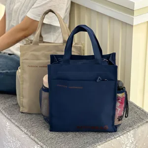 Large capacity multi-pocket canvas tote bag casual lunch handbag student document bag