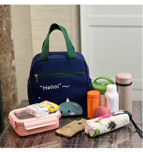 Borsa termica per pranzo in tela per bambini, simpatico design di cartoni animati capiente.