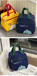 Tela simpatico cartone animato isolato borsa pranzo per studenti grande capacità borsa bento.