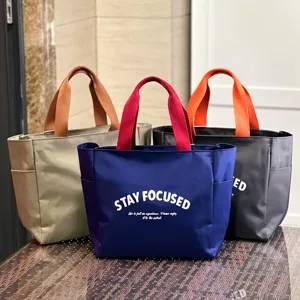 Colorblock Oxford Cloth Tote Bag Large Capacity Commuter Handbag Casual Lunch Bag For Women