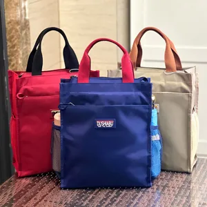 Multilayer Oxford Cloth Tote Bag Large Capacity Casual Commuter Handbag Student Document Storage Bag