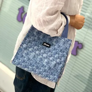 Large colorblock canvas lunch handbag stylish casual tote bag for daily work and office use