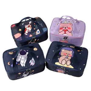 Cute cartoon insulated lunch bag, portable bento box handbag for students and office workers.