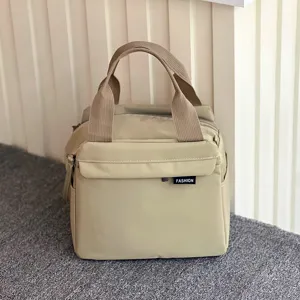 Solid color waterproof large capacity portable insulated lunch bag commute bento bag for women