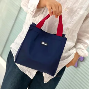 Minimalist color block lunch bag portable large capacity tote bag for office daily use