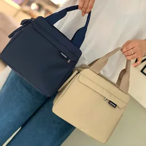Solid color waterproof insulated lunch bag tote handbag for women daily commute practical