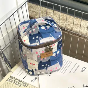 Waterproof cartoon cat lunch bag insulated cosmetic storage box portable high bucket tote bag