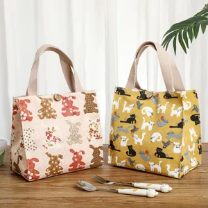Waterproof canvas lunch bag cute cartoon tote bag for school and office use