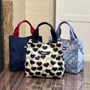 Canvas insulated lunch bag portable tote cooler bag fashion food storage container for work school