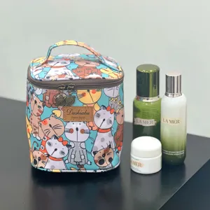 Waterproof cosmetic bag portable lunch handbag cute cat pattern travel makeup storage organizer box