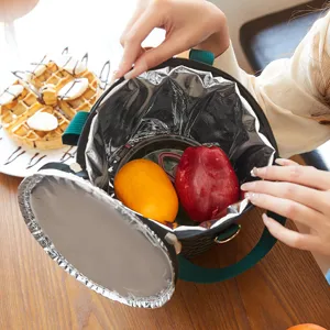 Insulated lunch bag round cooler bag portable bento meal container storage carrier main view