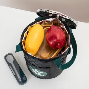 Insulated lunch bag for women men, thermal cooler tote bag with foil lining and sturdy handles.