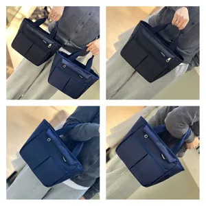 Waterproof multi-pocket lunch tote bag large capacity commuter bento handbag for women