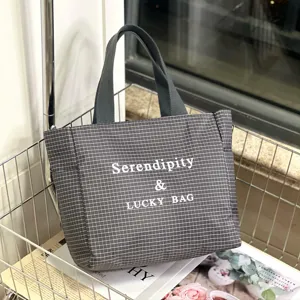 Korean style plaid tote bag large capacity casual handbag stylish commuter shoulder bag for women