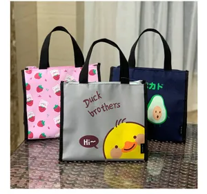 Süße Cartoon wasserdichte isolierte Lunchtasche für Studenten und Büroangestellte im Tragestil.