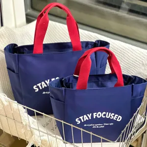 Borsa pranzo in tessuto Oxford bicolore grande capacita semplice borsa a mano portatile nuova